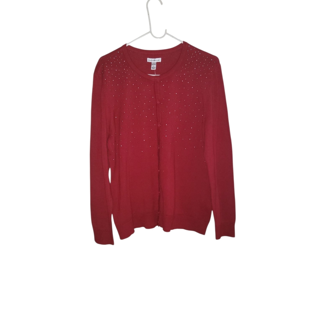 Croft & Barrow Red Cardigan Sweater Classic Knit